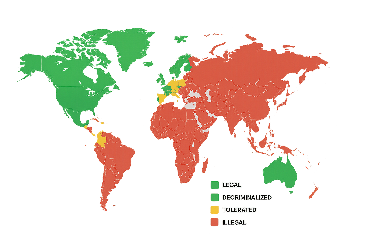 countries where marijuana and cigarettes are legal 2024 This map highlights the status of recreational cannabis around the world, showing just how divided global policies remain. While like Canada, Uruguay, South Africa have fully legalized its use This map illustrates the countries