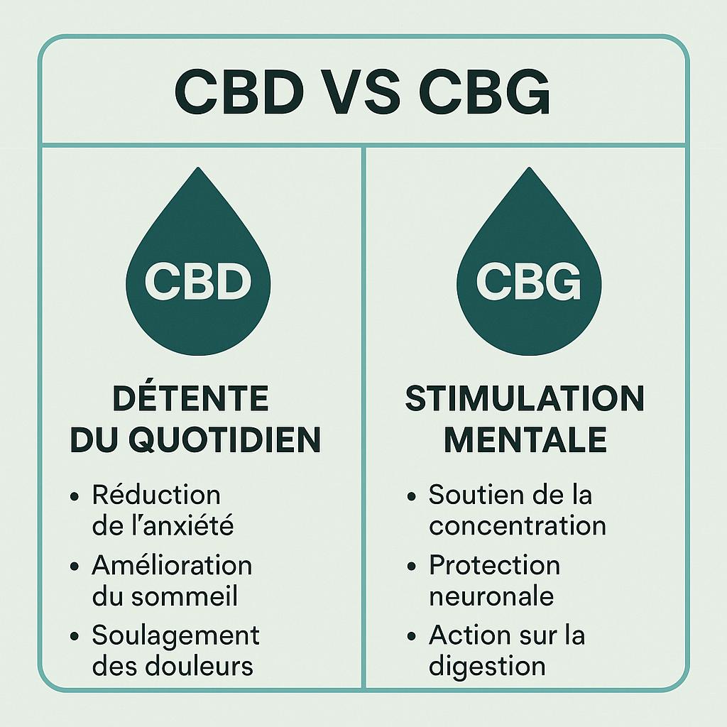 CBD vs CBG : différences pour choisir celui qui vous correspond