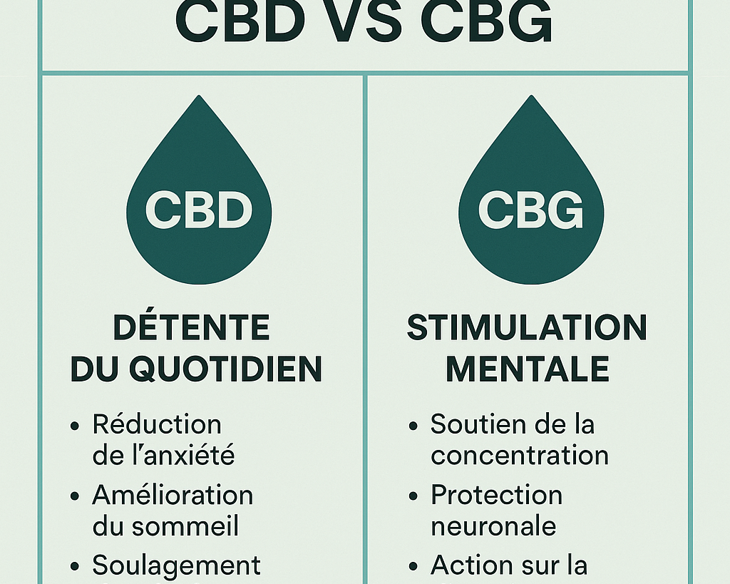 CBD vs CBG : différences pour choisir celui qui vous correspond