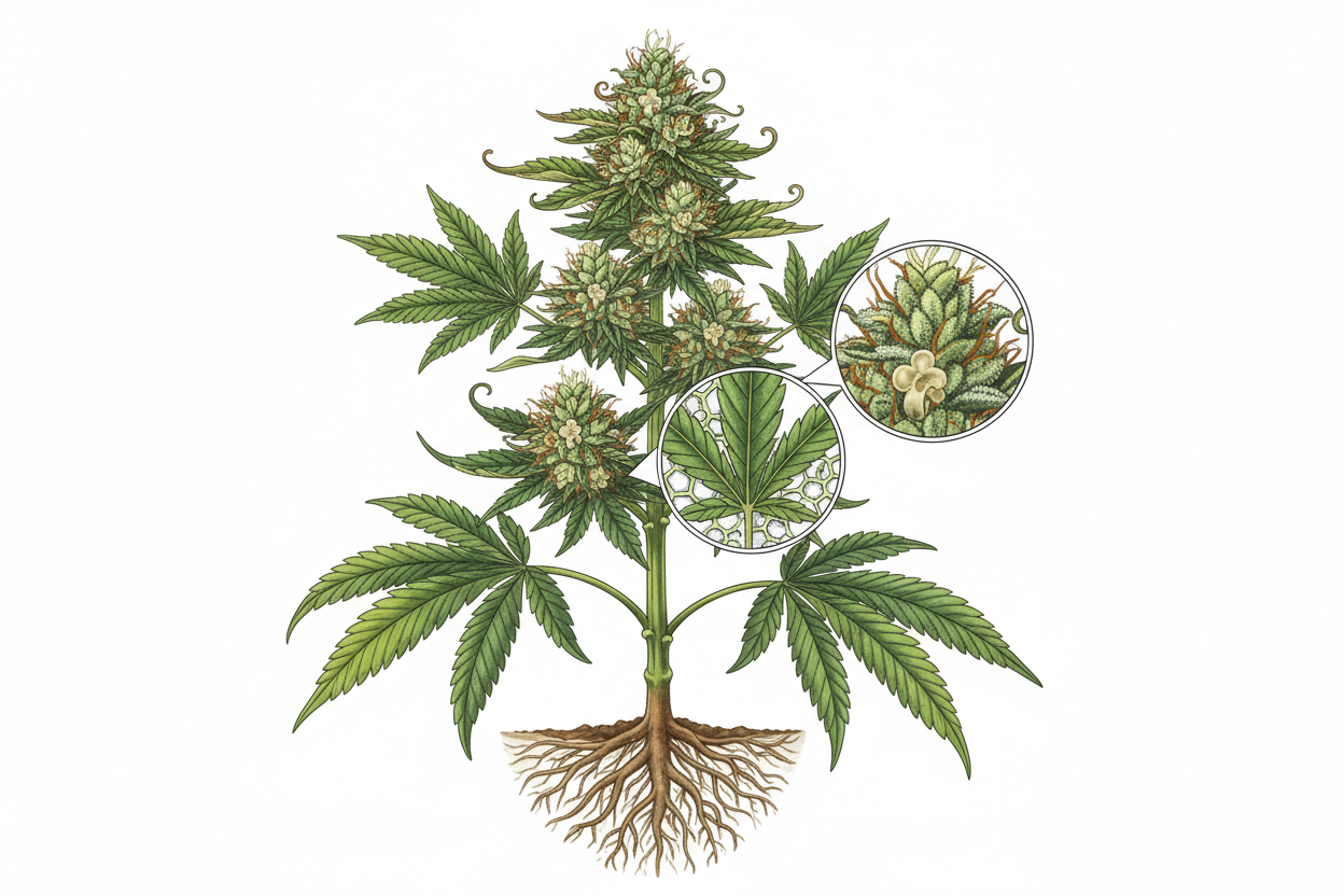 Plante de cannabis : anatomie de la tête au pied